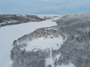 Namdalen Wilderness Lodge - aerial view in December - kirkenes tours